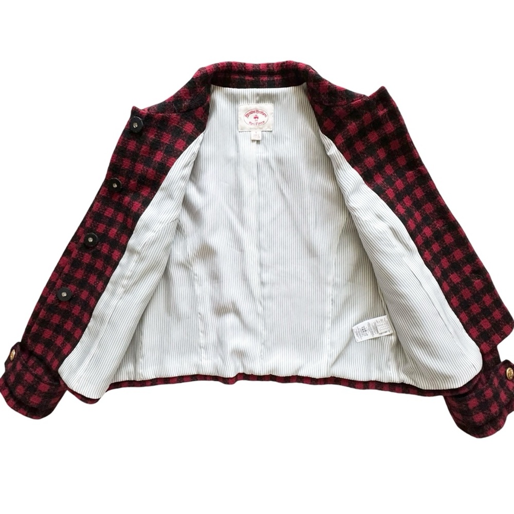 Brooks Brothers Red Fleece Wool Check Cropped Jacket | 6 - Picture 9 of 13